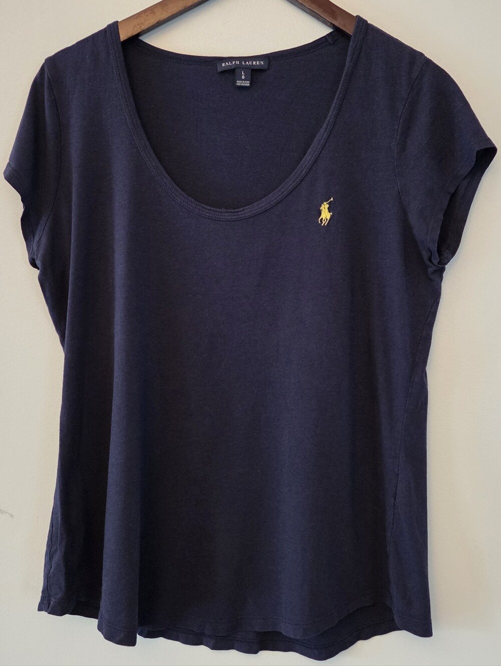 Ralph Lauren Women’s Navy Scoop Neck Tee Size L